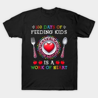 100 Days Of School Feeding Lunch Lady 100th Day Of School T-Shirt